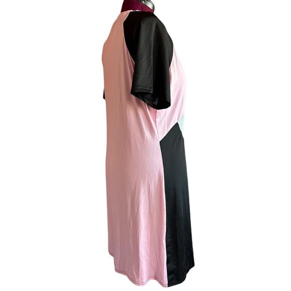 Womens Dress Size 2X Black Pink Grey Colorblock Casual Everyday Wear Shirt Dress - Picture 5 of 8